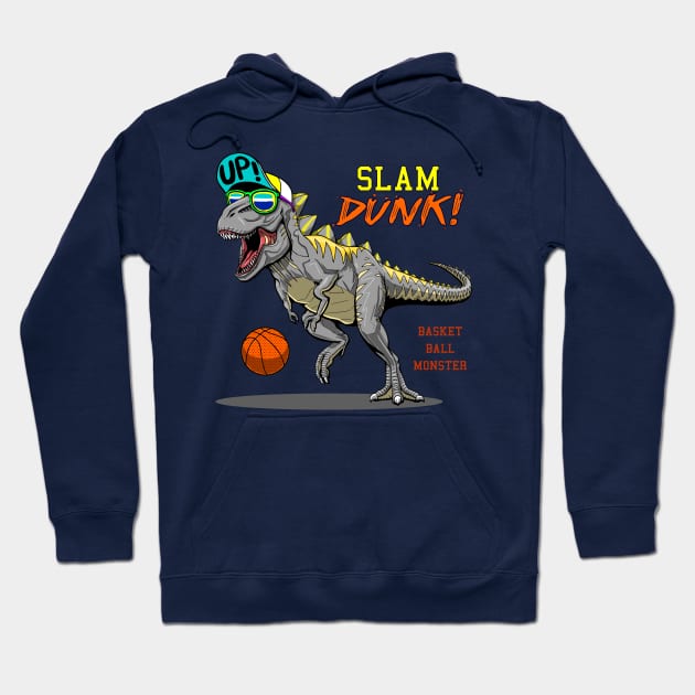 cool t rex dinosaur playing basketball Hoodie by hayr pictures